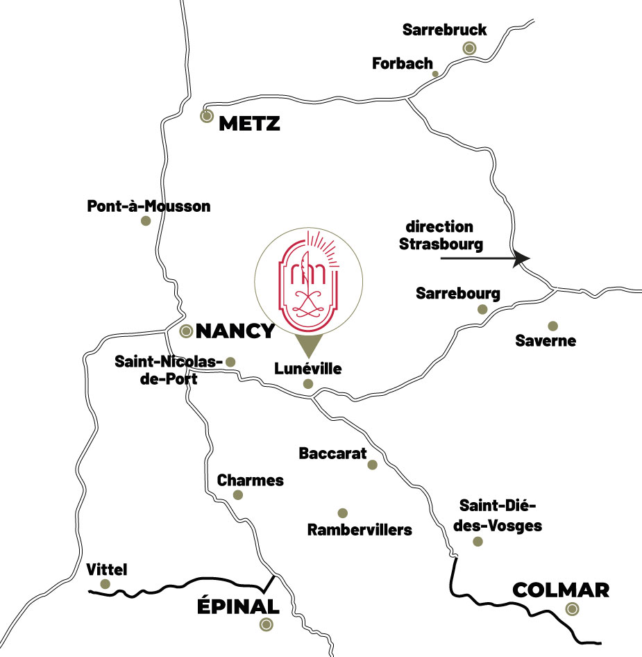 Plan d'accès au Domaine départemental du château de Lunéville